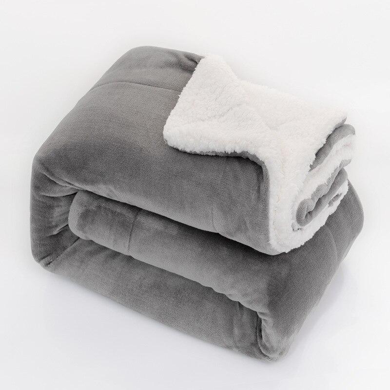 Adult Thickened Warm Winter Fleece Blanket Winter Double Sided Solid Color Travel Office Blanket Sofa Blanket