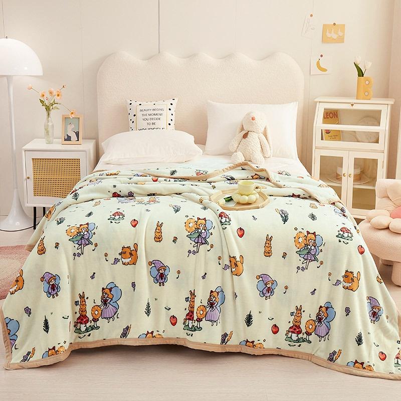 Thickened European cotton padded new solid color double-sided blanket High-grade skin care cover blanket