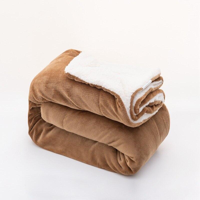 Adult Thickened Warm Winter Fleece Blanket Winter Double Sided Solid Color Travel Office Blanket Sofa Blanket