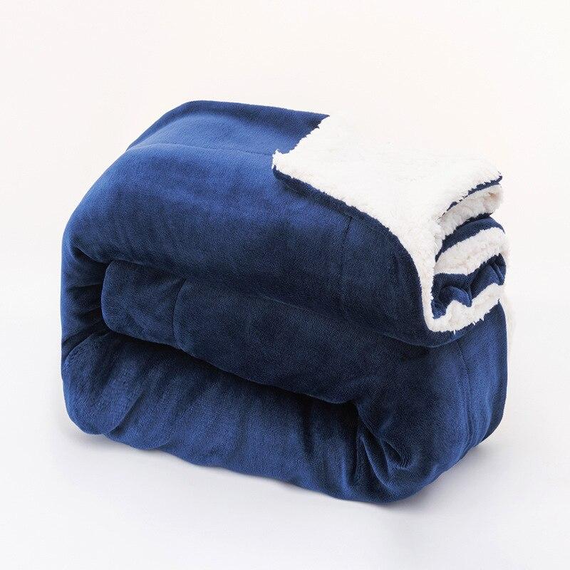 Adult Thickened Warm Winter Fleece Blanket Winter Double Sided Solid Color Travel Office Blanket Sofa Blanket