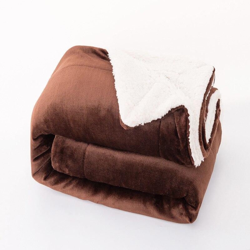 Adult Thickened Warm Winter Fleece Blanket Winter Double Sided Solid Color Travel Office Blanket Sofa Blanket