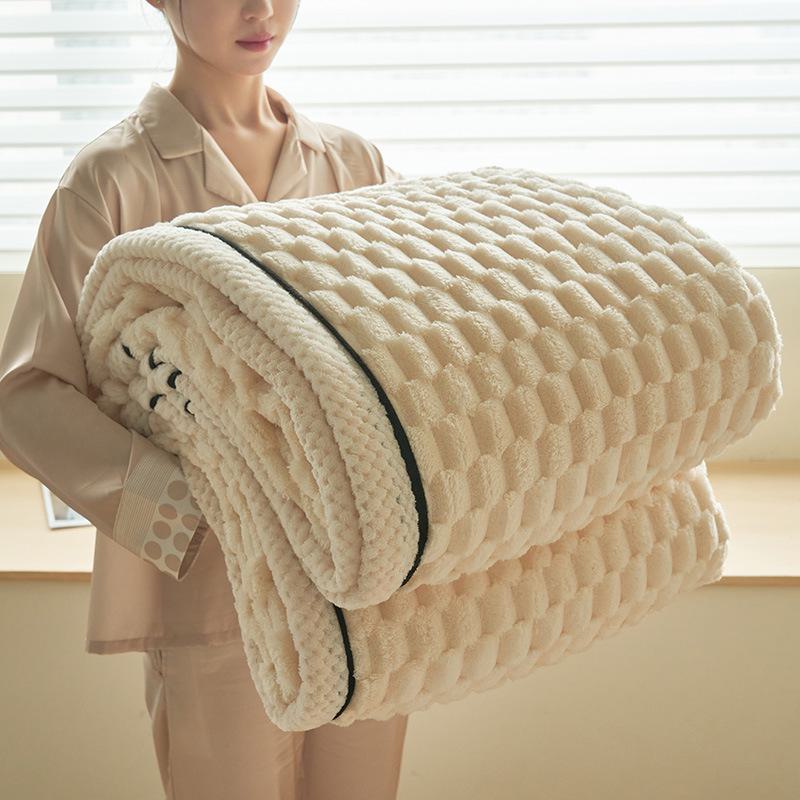 Thickened nap blanket double layer with turtle back design made of velvet Suitable for bed or sofa