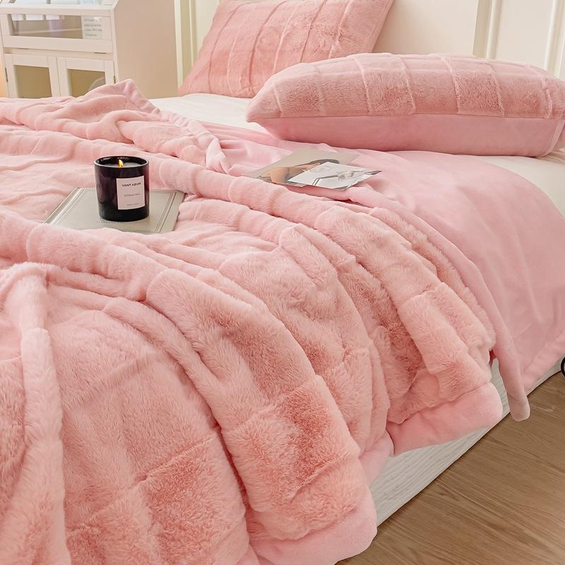 Winter Warm Bed Blanket Fluffy Soft Plush Blanket Solid Sofa Cover Luxury Blanket Bedroom Sofa Home Decorations