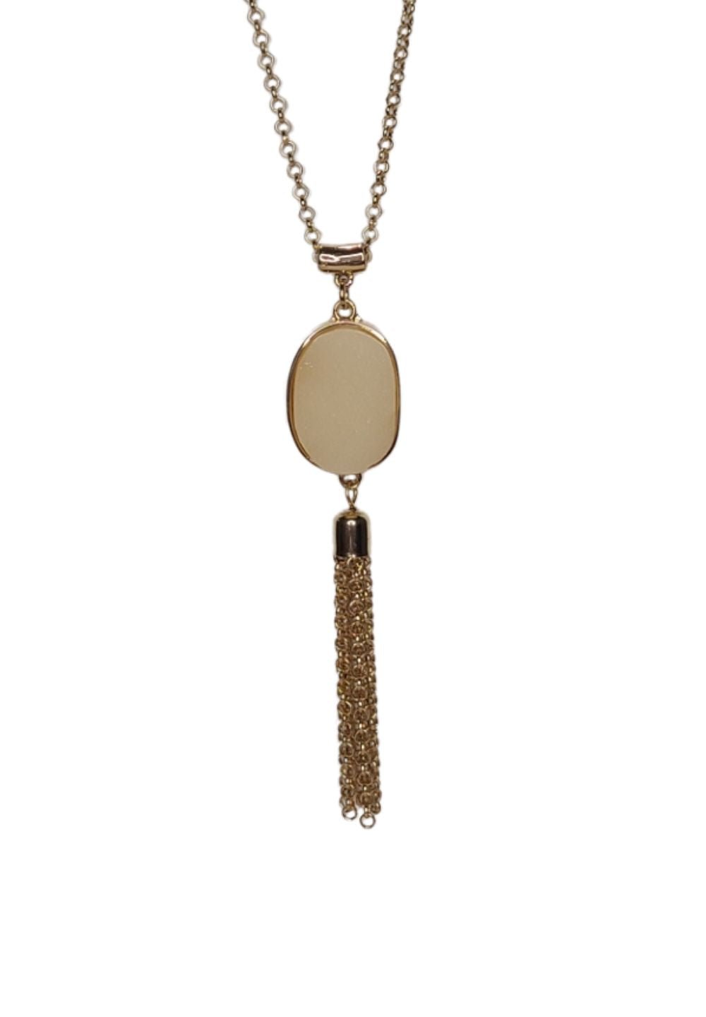 Necklace Gold Cream Agate 9