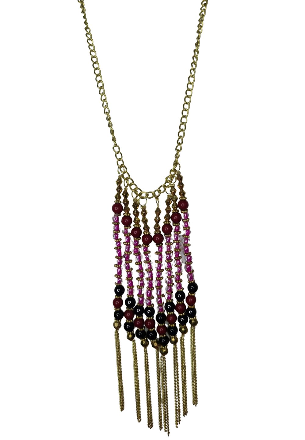 Necklace Purple Beaded Fringe 21