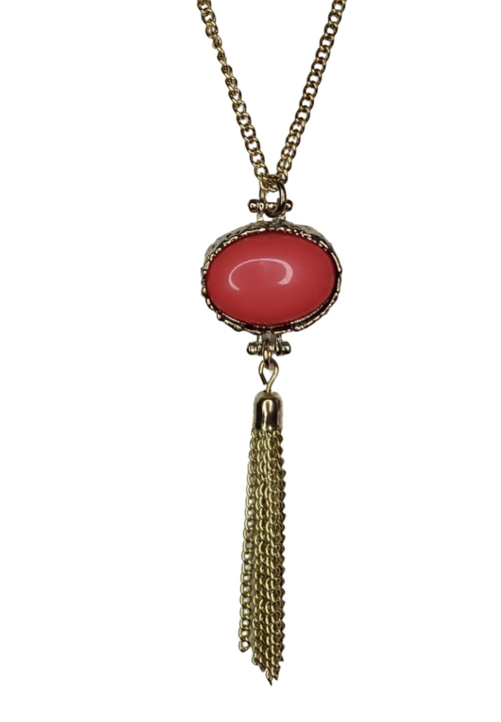 Necklace Gold Hot Pink Gem 24