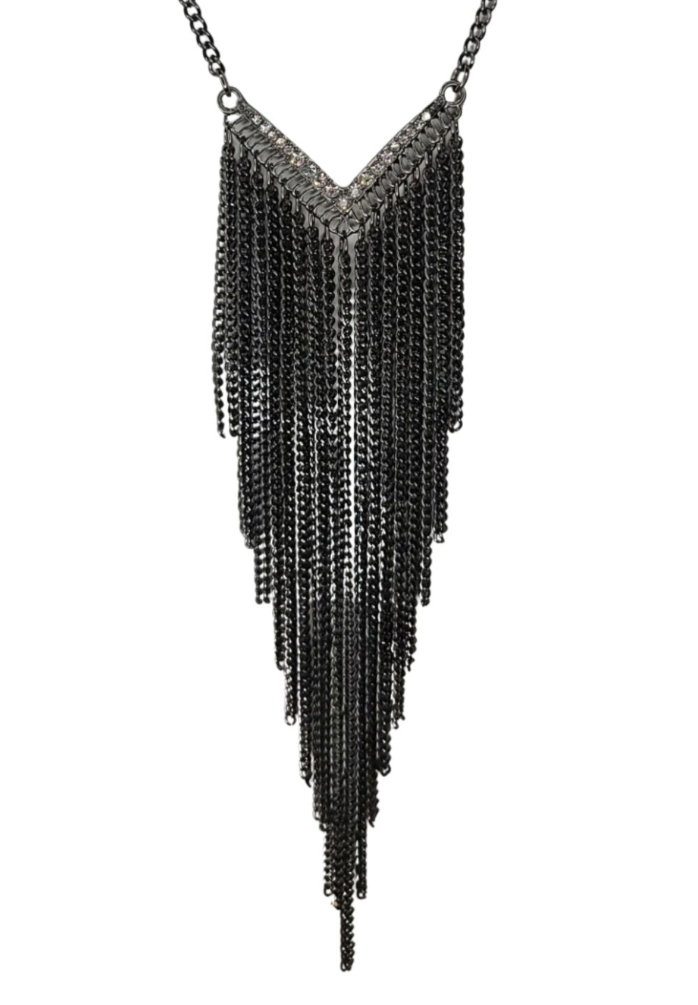 Necklace Fringe Metal with Rhinestone Detail 1