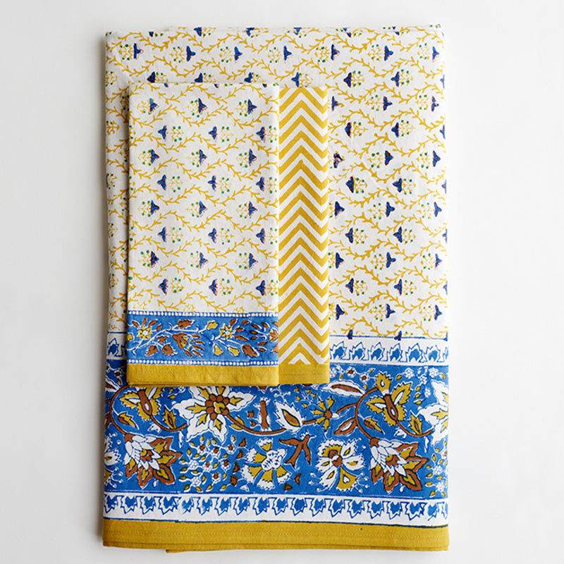 Indian Hand Block Print Tablecloth and Runners - Frida design 50%OFF AT CHECKOUT