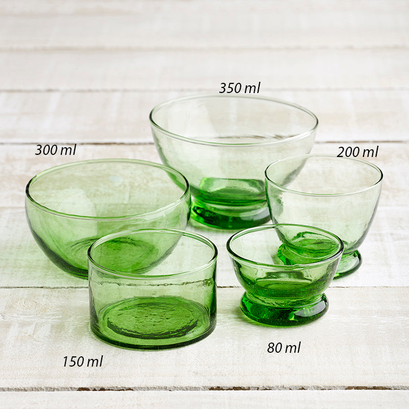 Glass Bowls - Green -   5 styles