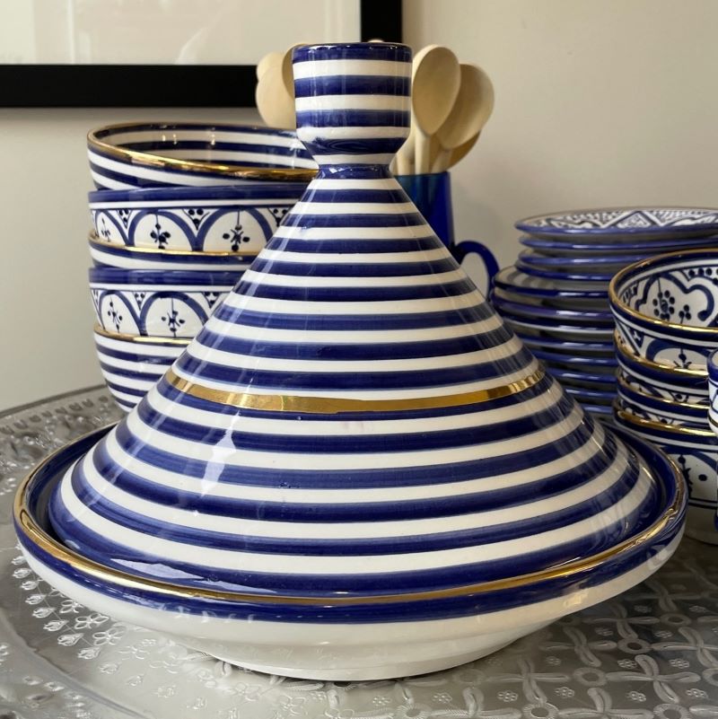 Le Souk Tagine Blue Stripe 30 cm - 50% OFF AT CHECKOUT