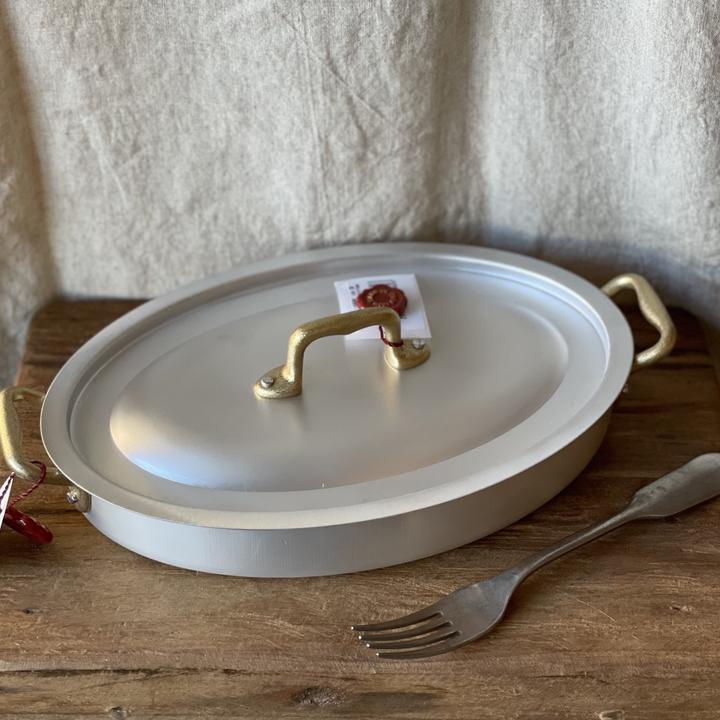 Ottinetti Oval Gratin with Brass Handles - 2 sizes - lid sold separately