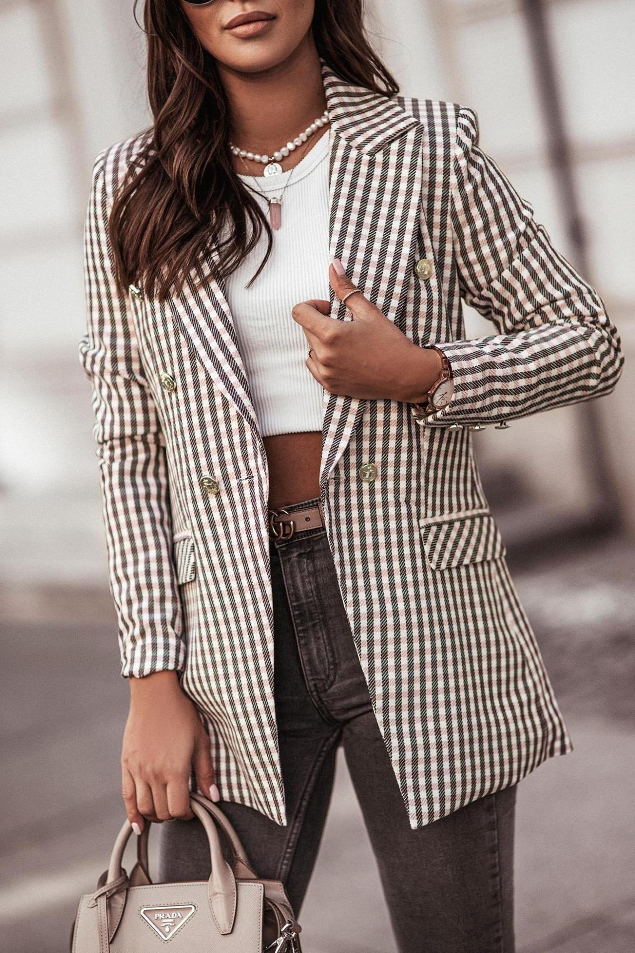 Plaid Print Blazer