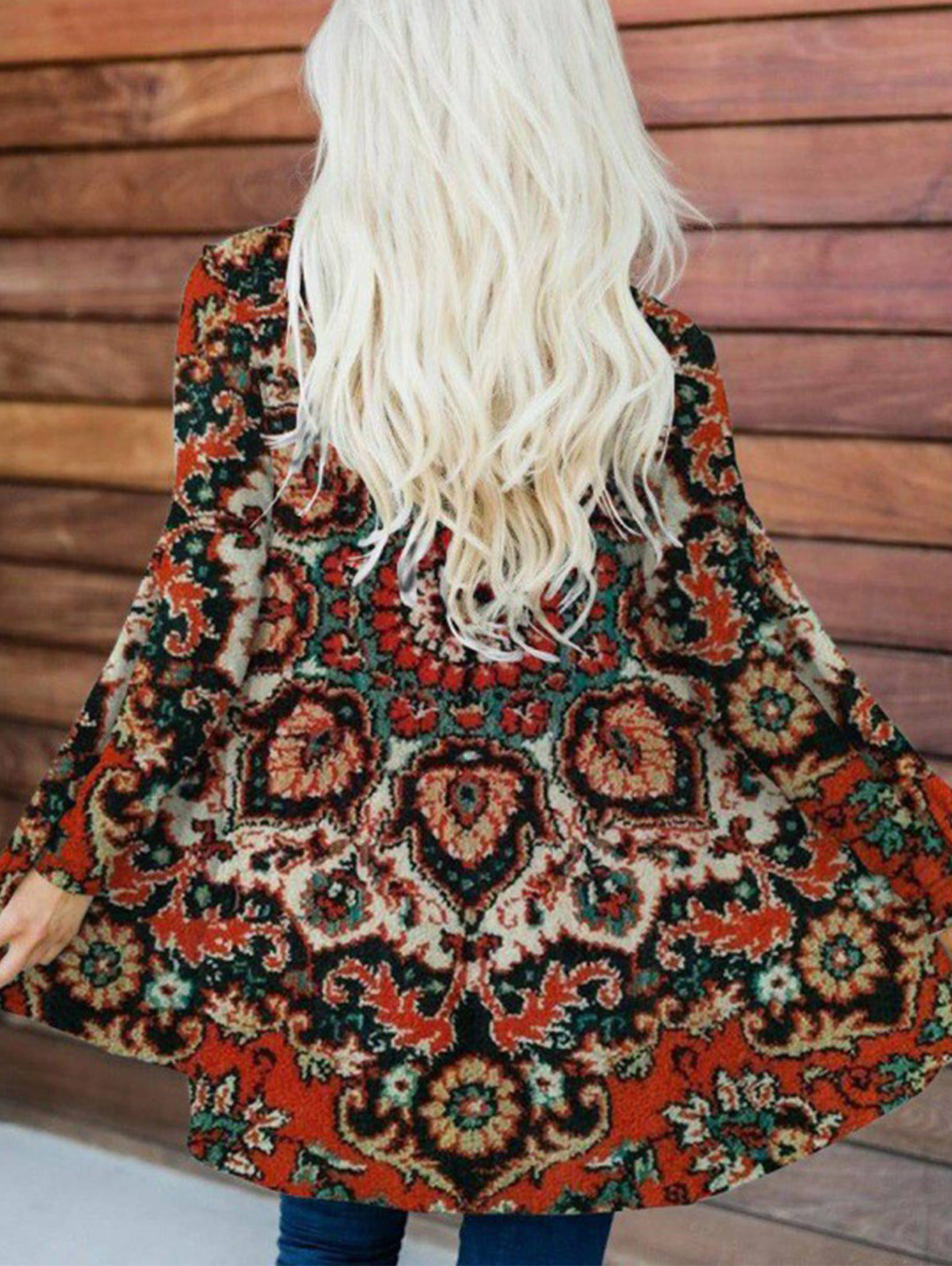 Ethnic Print Pattern Casual Jacket