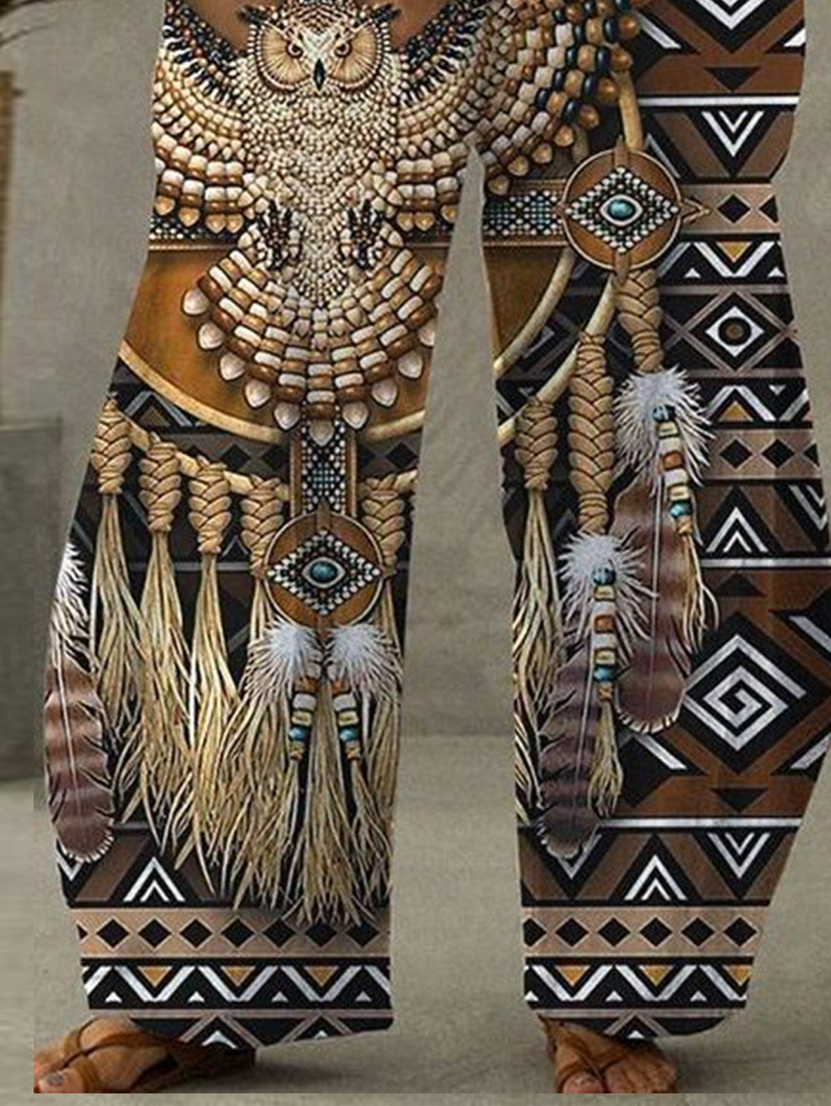 Tribal Style Owl Pattern Elastic Pants