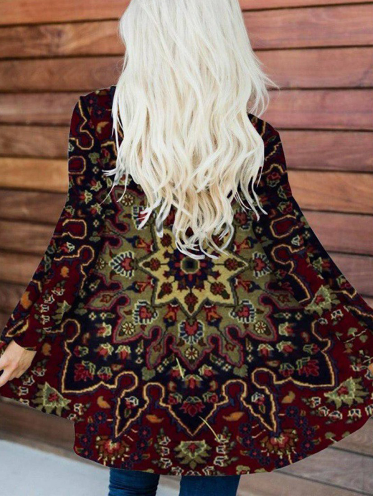 Ethnic Print Pattern Casual Jacket