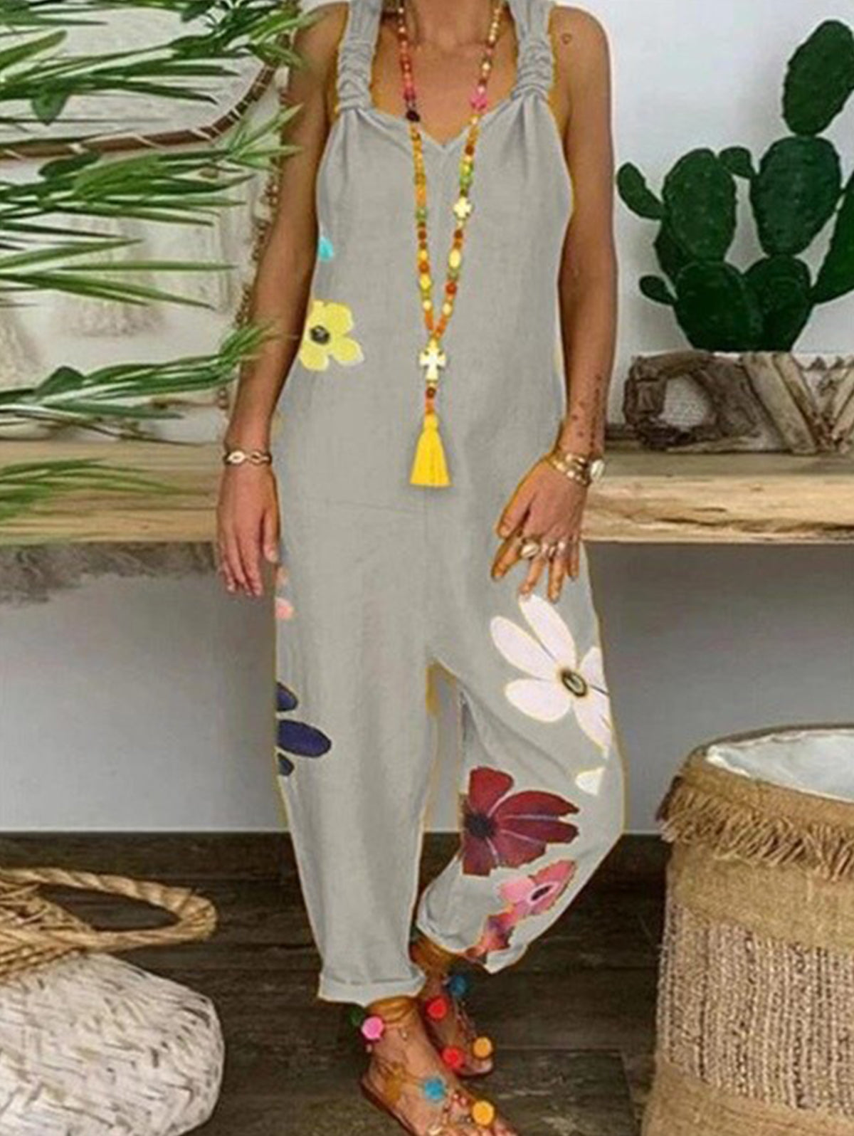 Casual Solid Sleeveless Overall Jumpsuit