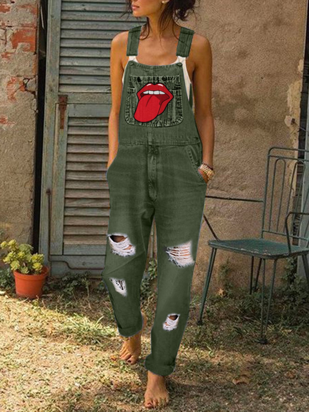 Casual Hip-hop Denim Jumpsuit