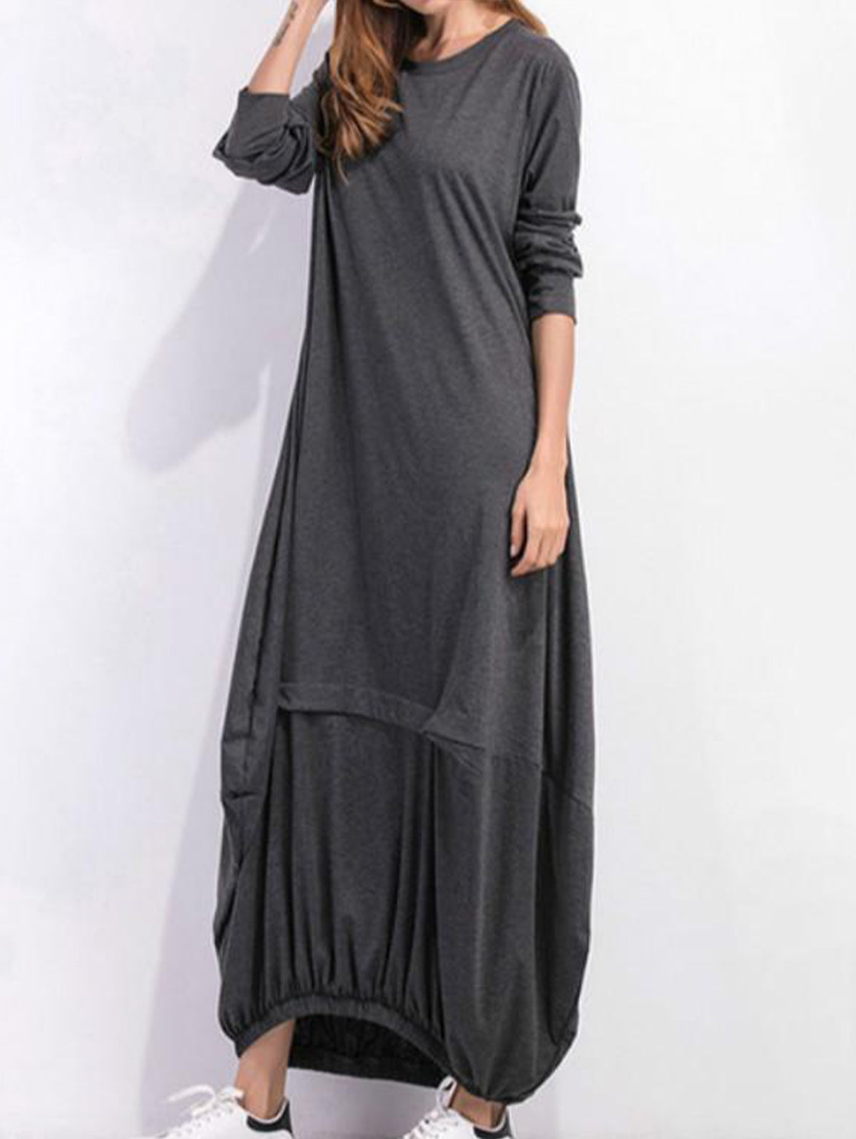 Casual Gathered Detail Panel Loose Dress