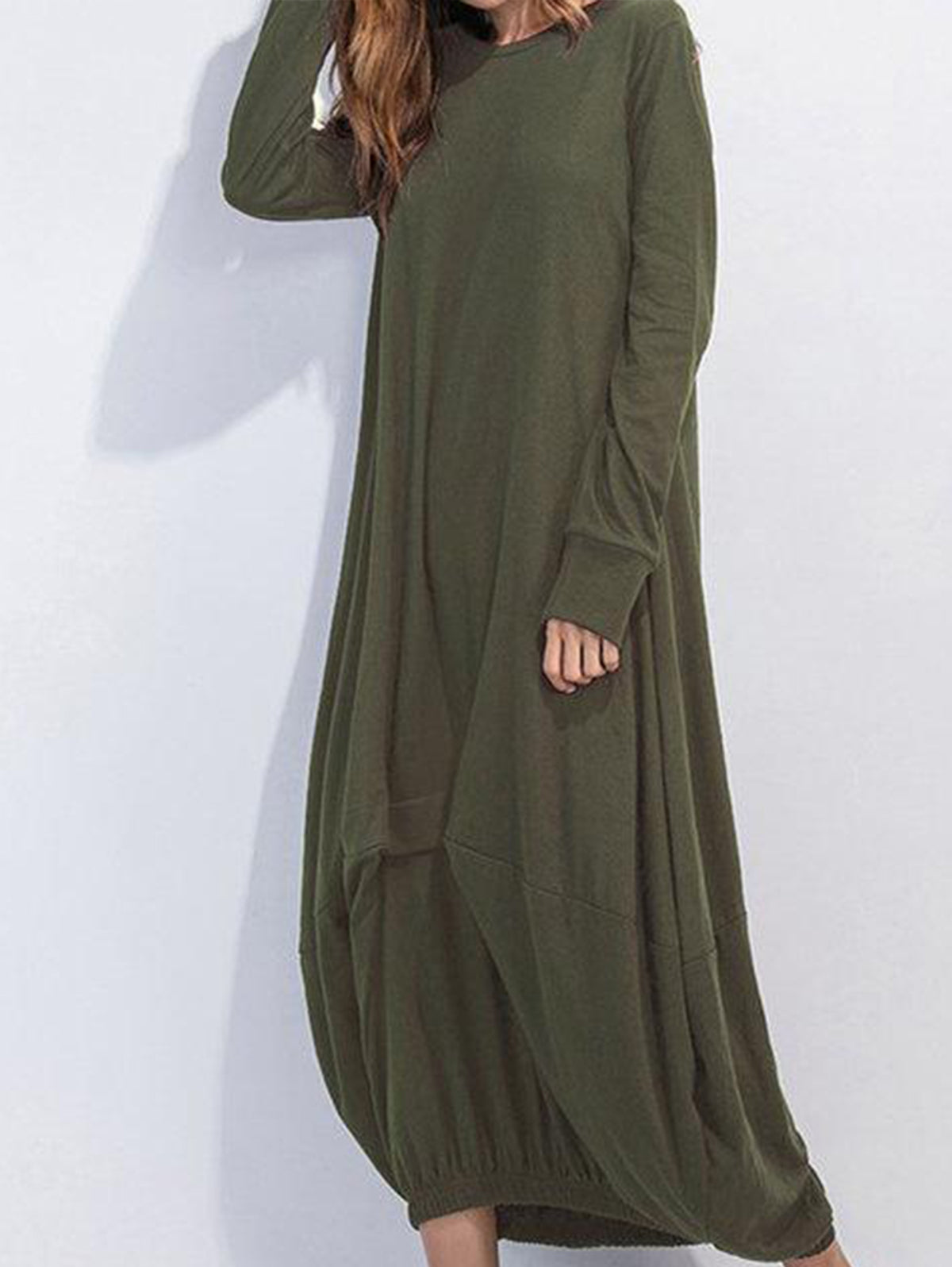 Casual Gathered Detail Panel Loose Dress