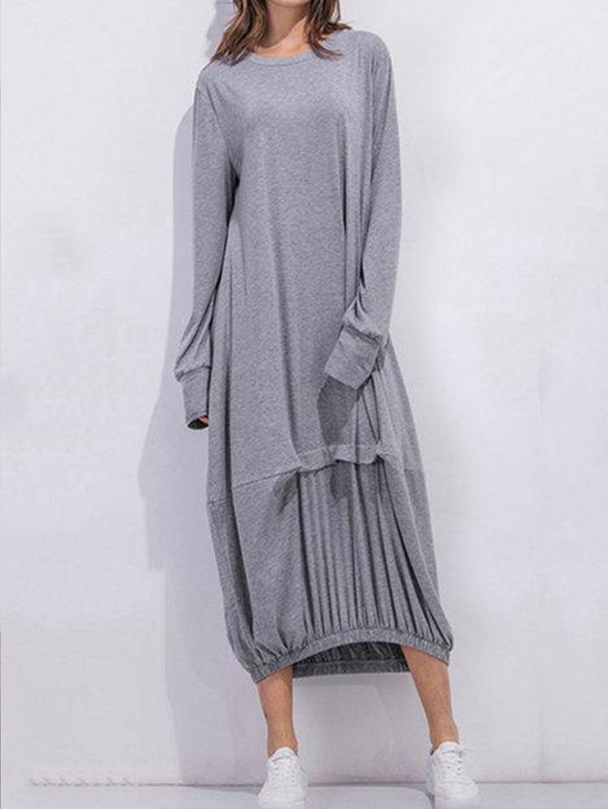 Casual Gathered Detail Panel Loose Dress