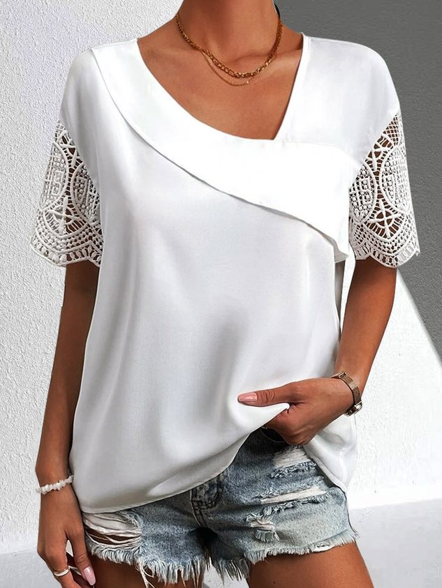 Loose Casual Plain V Neck Shirt