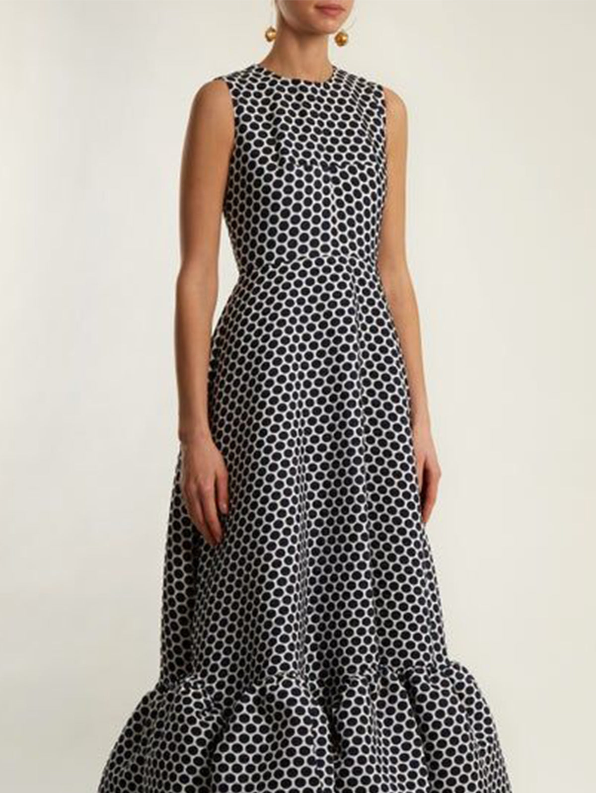 Fashion Polka Dot Print Sleeveless A Line Maxi Tank Dress