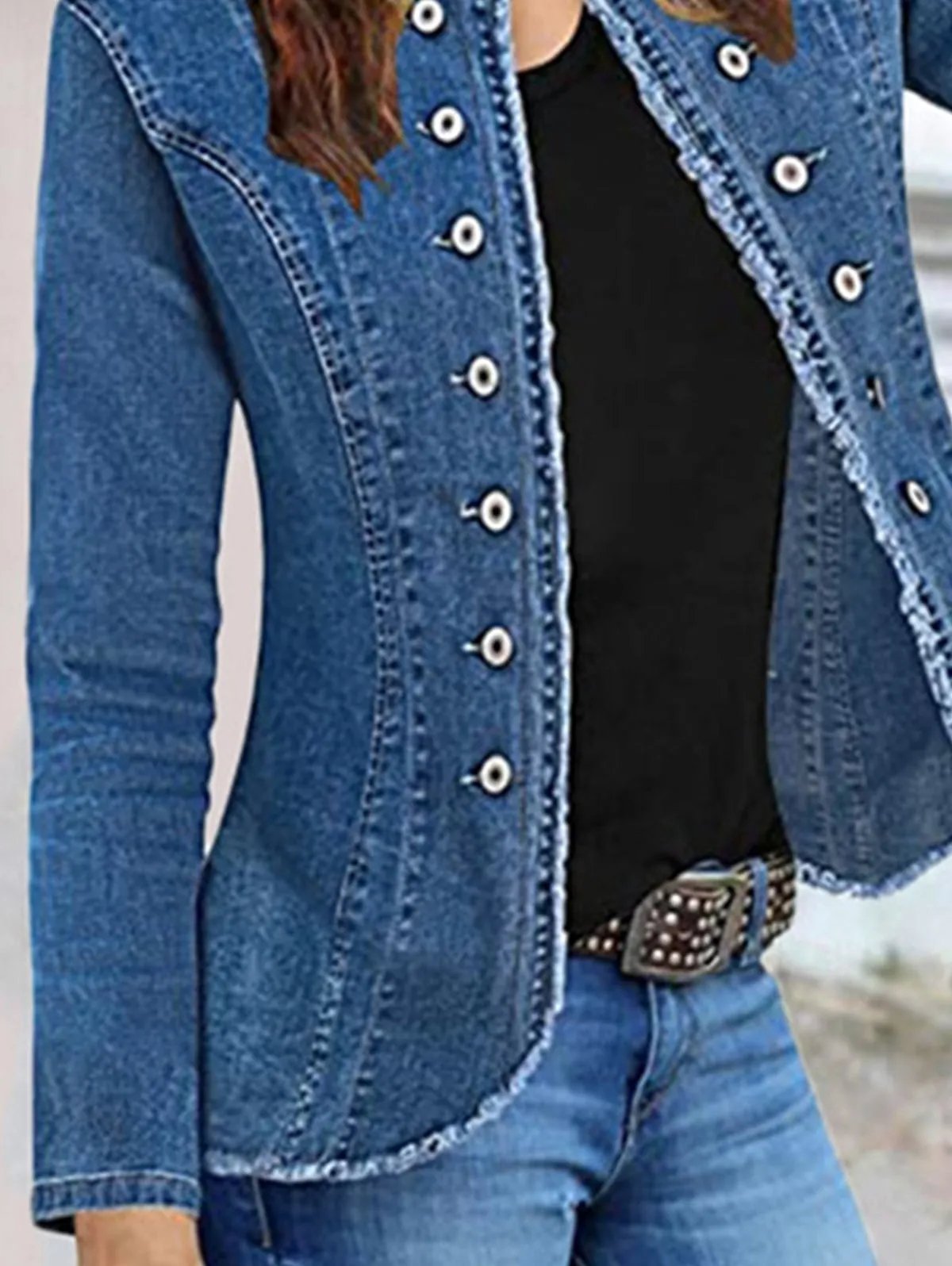 Women's Single Breasted Denim Blazer