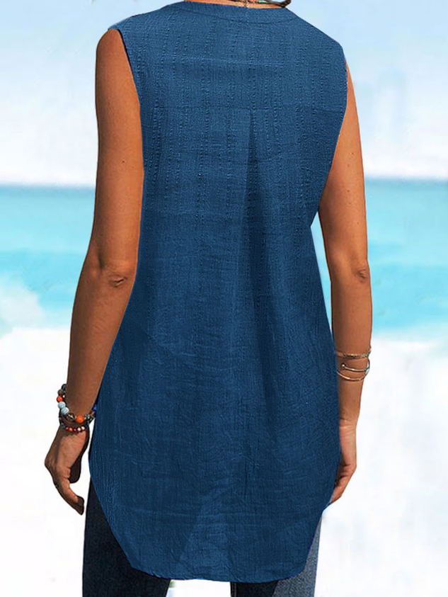 Plain Linen Loose Linen Tank Top