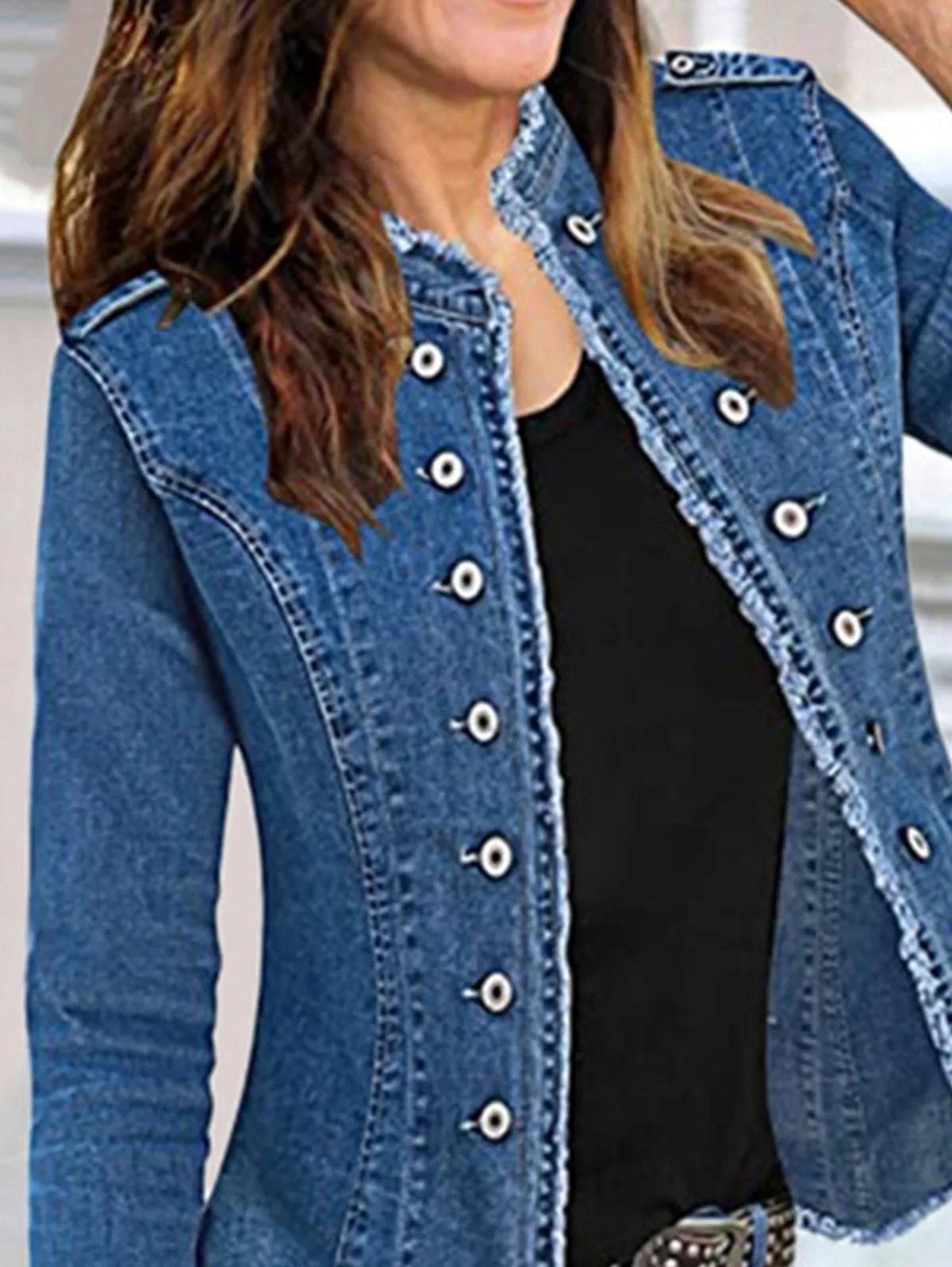 Women's Single Breasted Denim Blazer