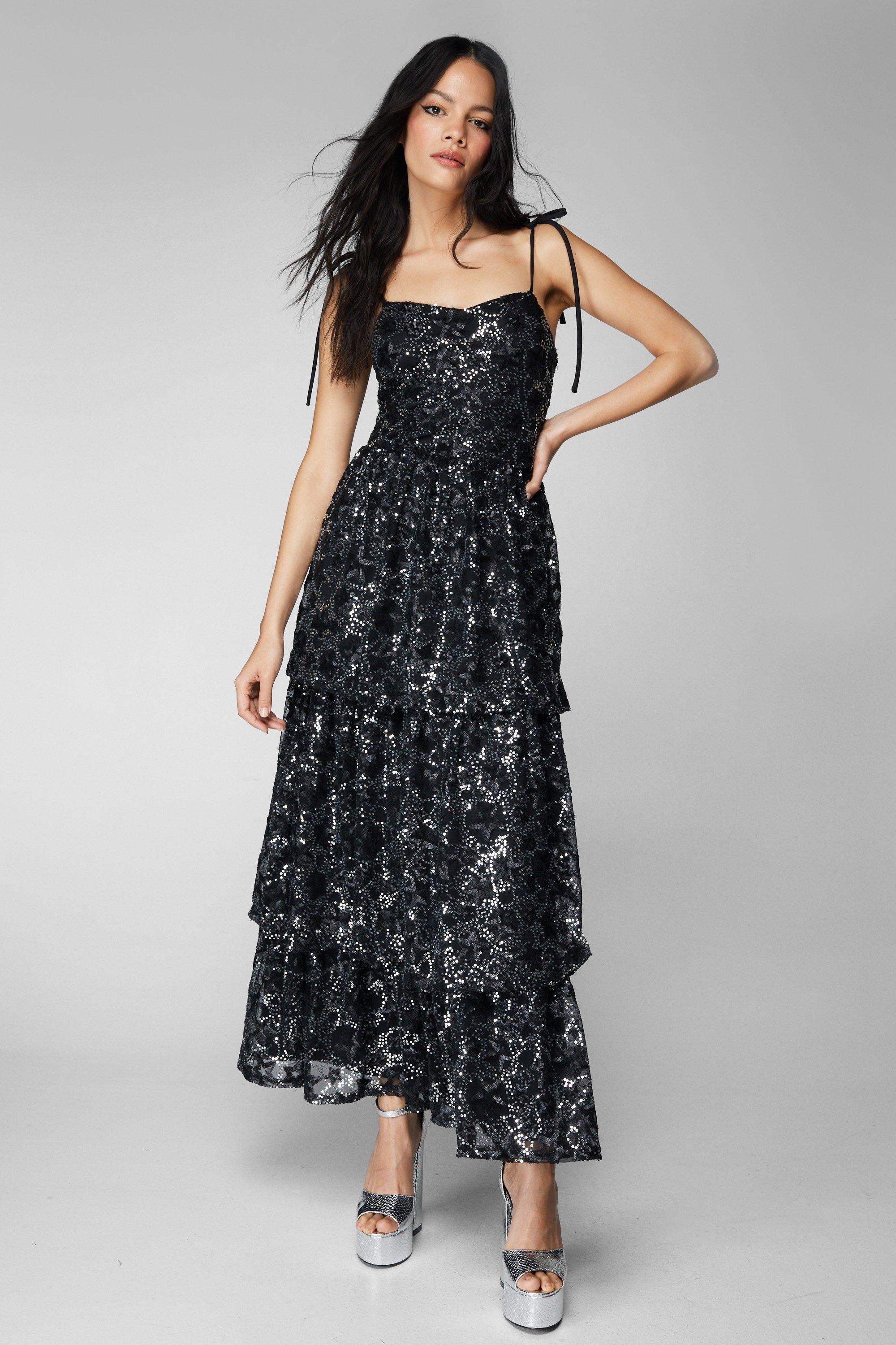 Star Sequin Layered Maxi Dress