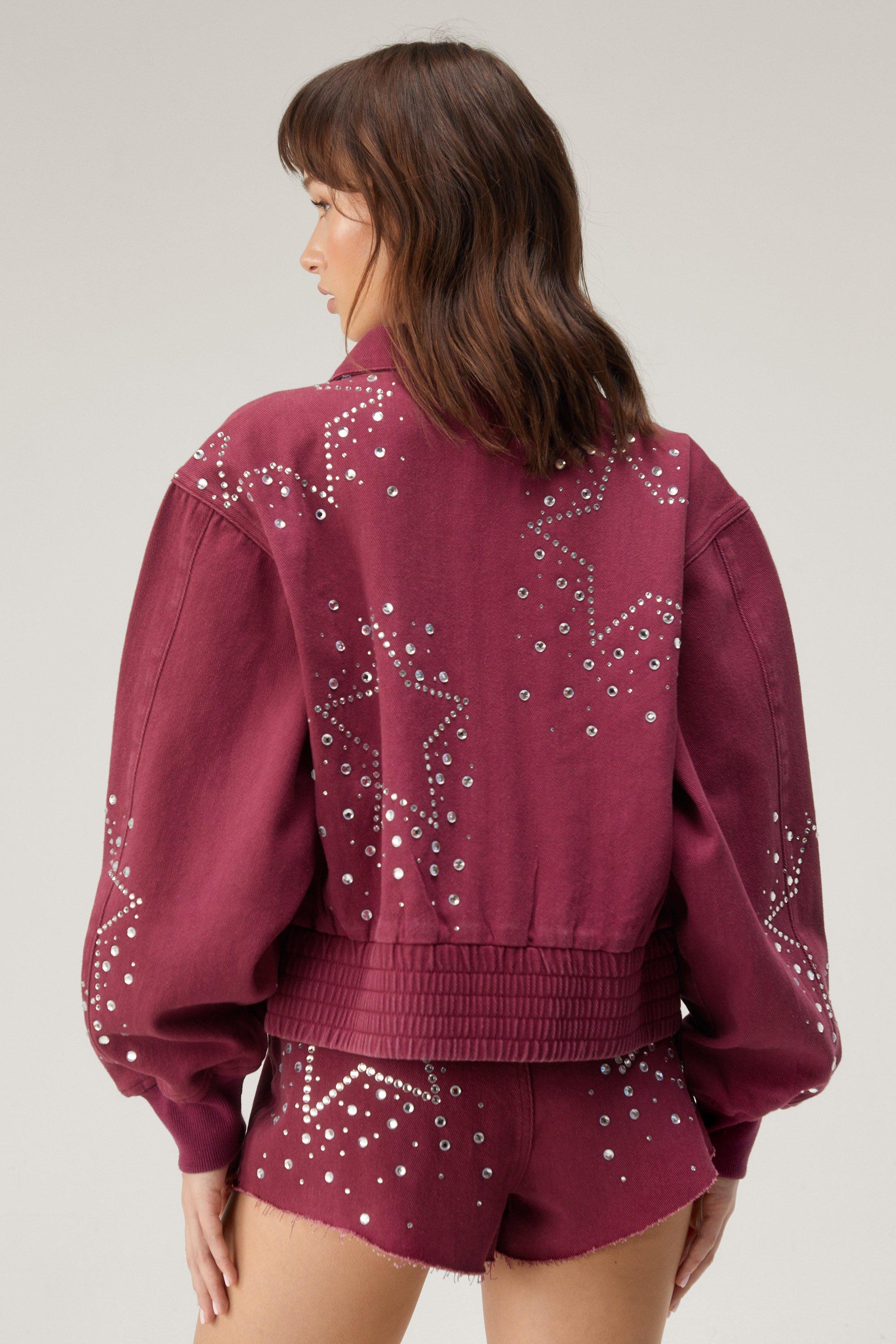 Diamante Star Studded Bomber Jacket