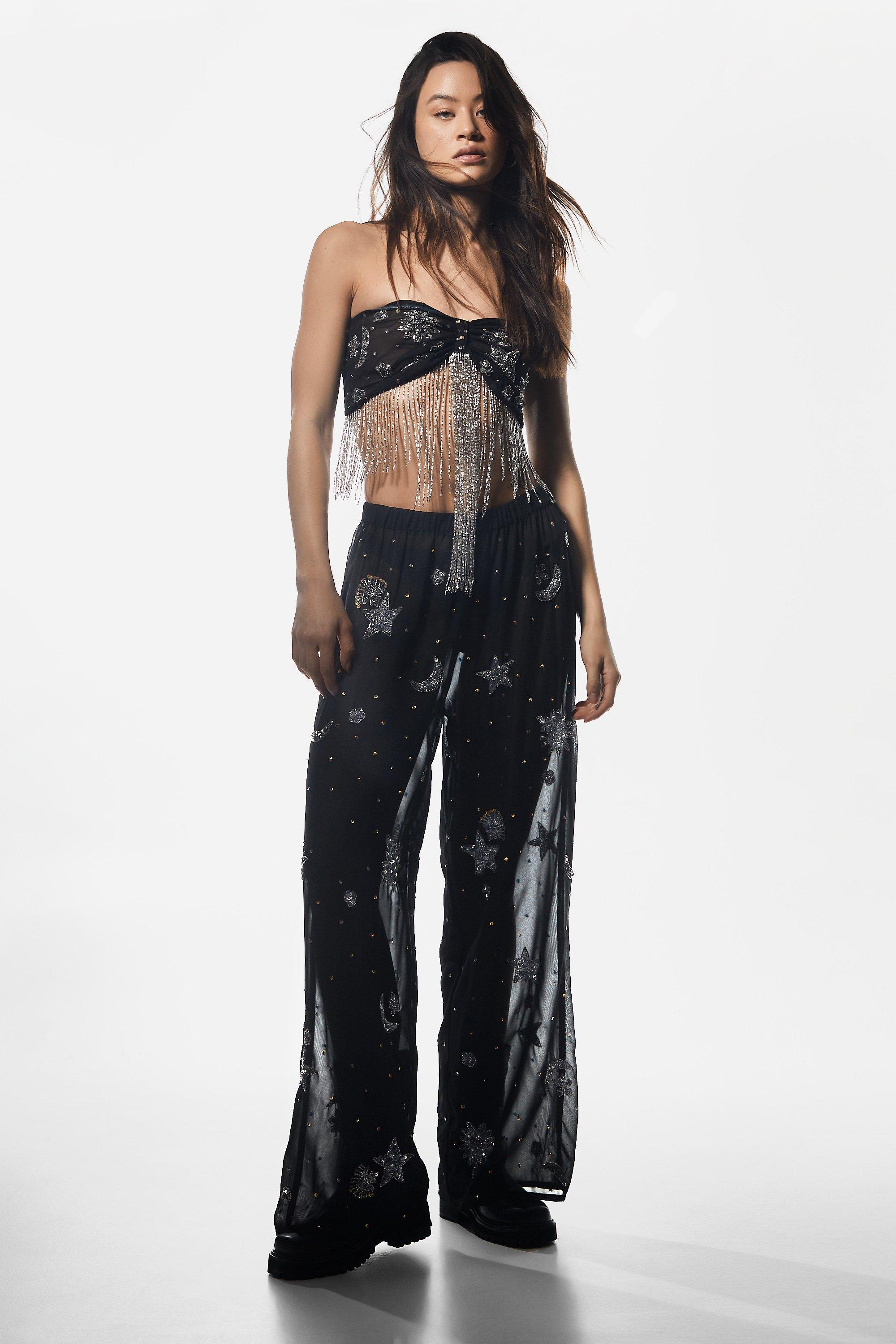 Hand Embellished Celestial Beach Pants