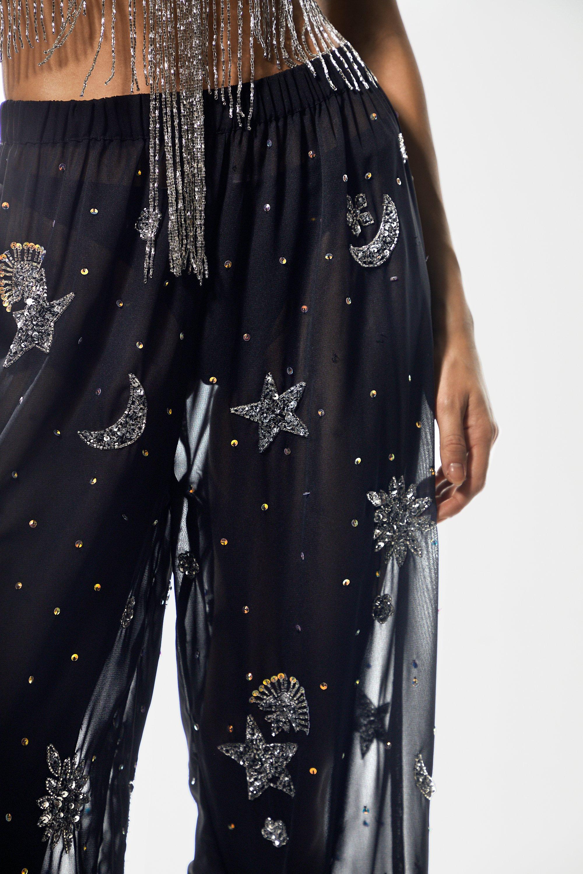 Hand Embellished Celestial Beach Pants