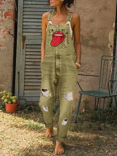 Casual Hip-hop Denim Jumpsuit