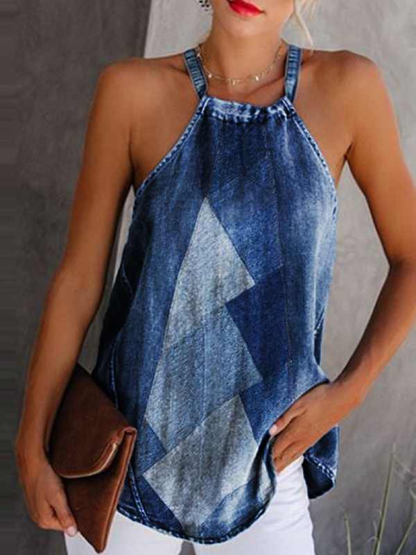 Casual stitching Halter Tank Top