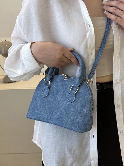 Urban Casual Imitation Denim Leather Handbag Women's Messenger Bag