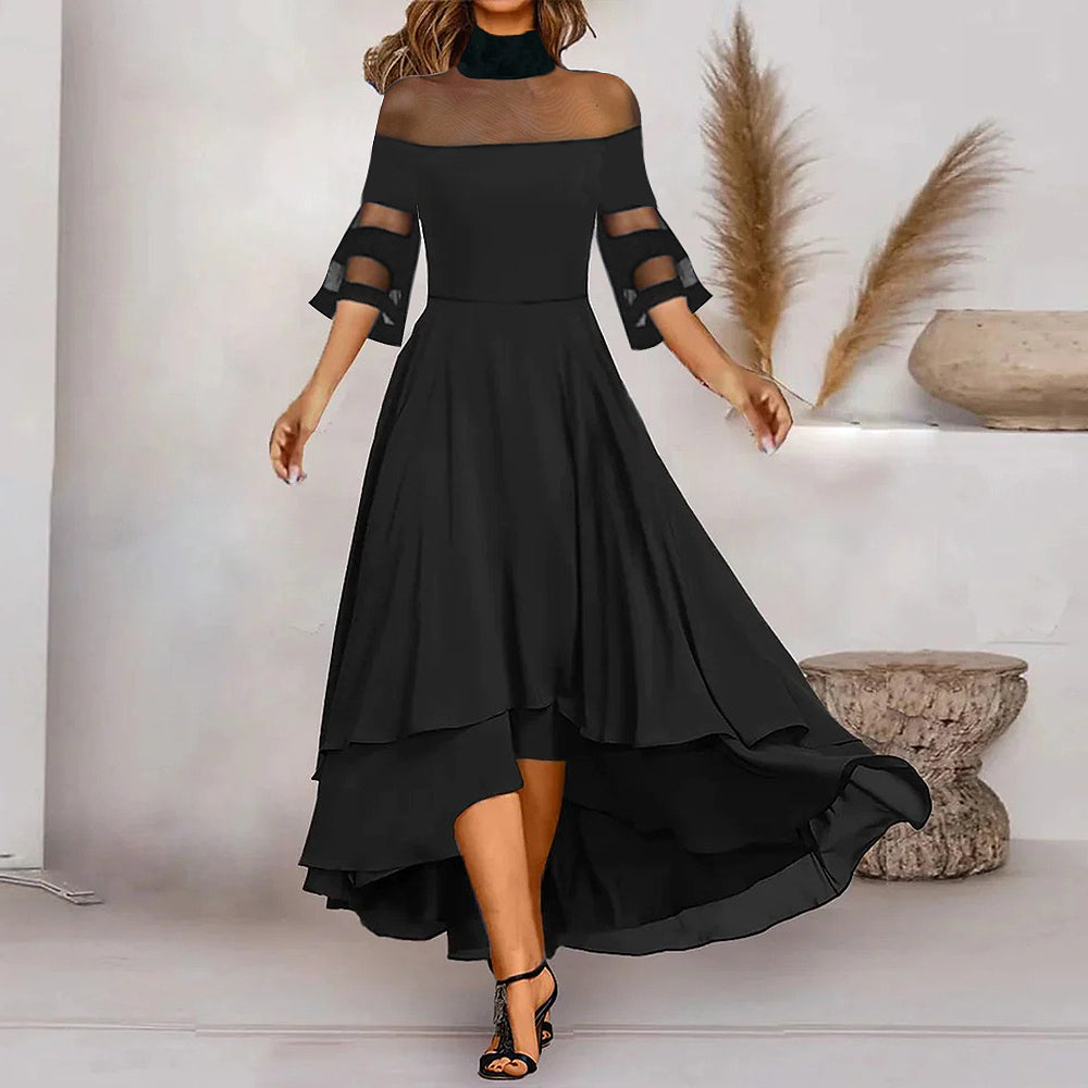 Classy 3/4 Sleeve Plain Maxi Dress