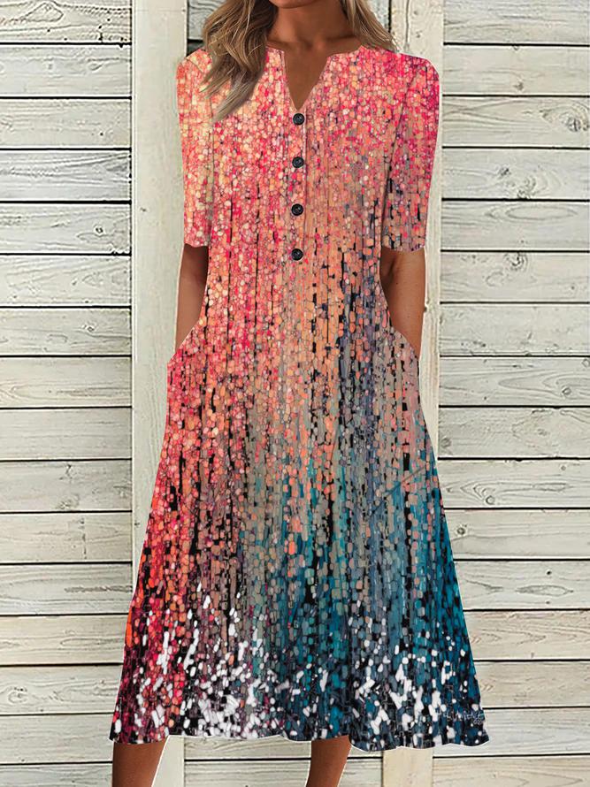 Special Multicolor Side Pocket Midi Dress