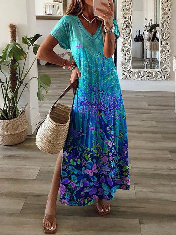 Glamorous Print Short Sleeve Midi Dress