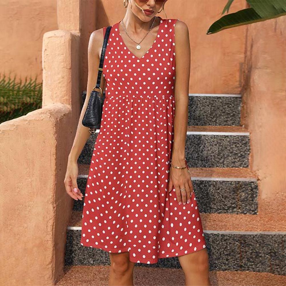 Elegant Polka Dot Sleeveless Mini Dress