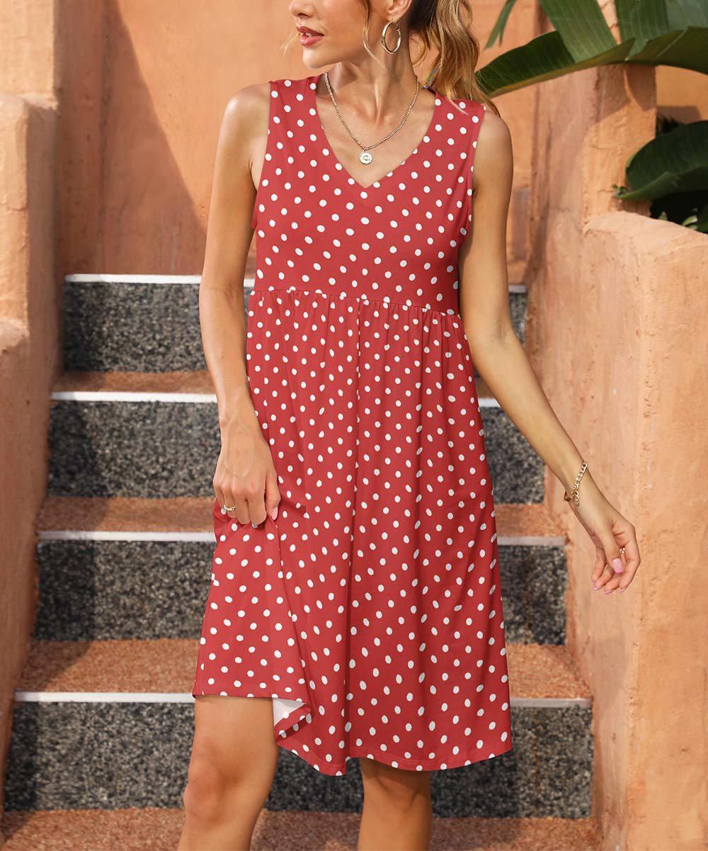 Elegant Polka Dot Sleeveless Mini Dress