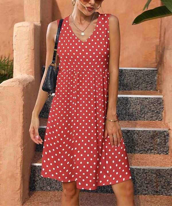 Elegant Polka Dot Sleeveless Mini Dress