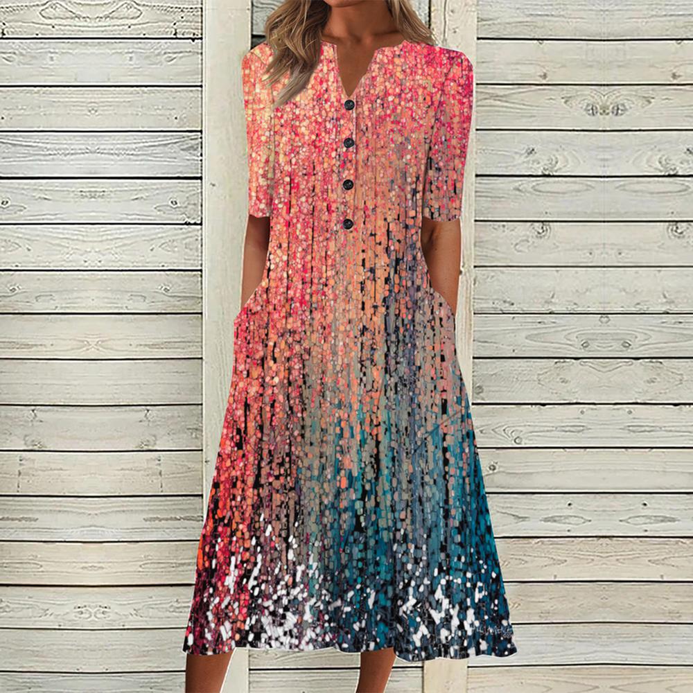 Special Multicolor Side Pocket Midi Dress