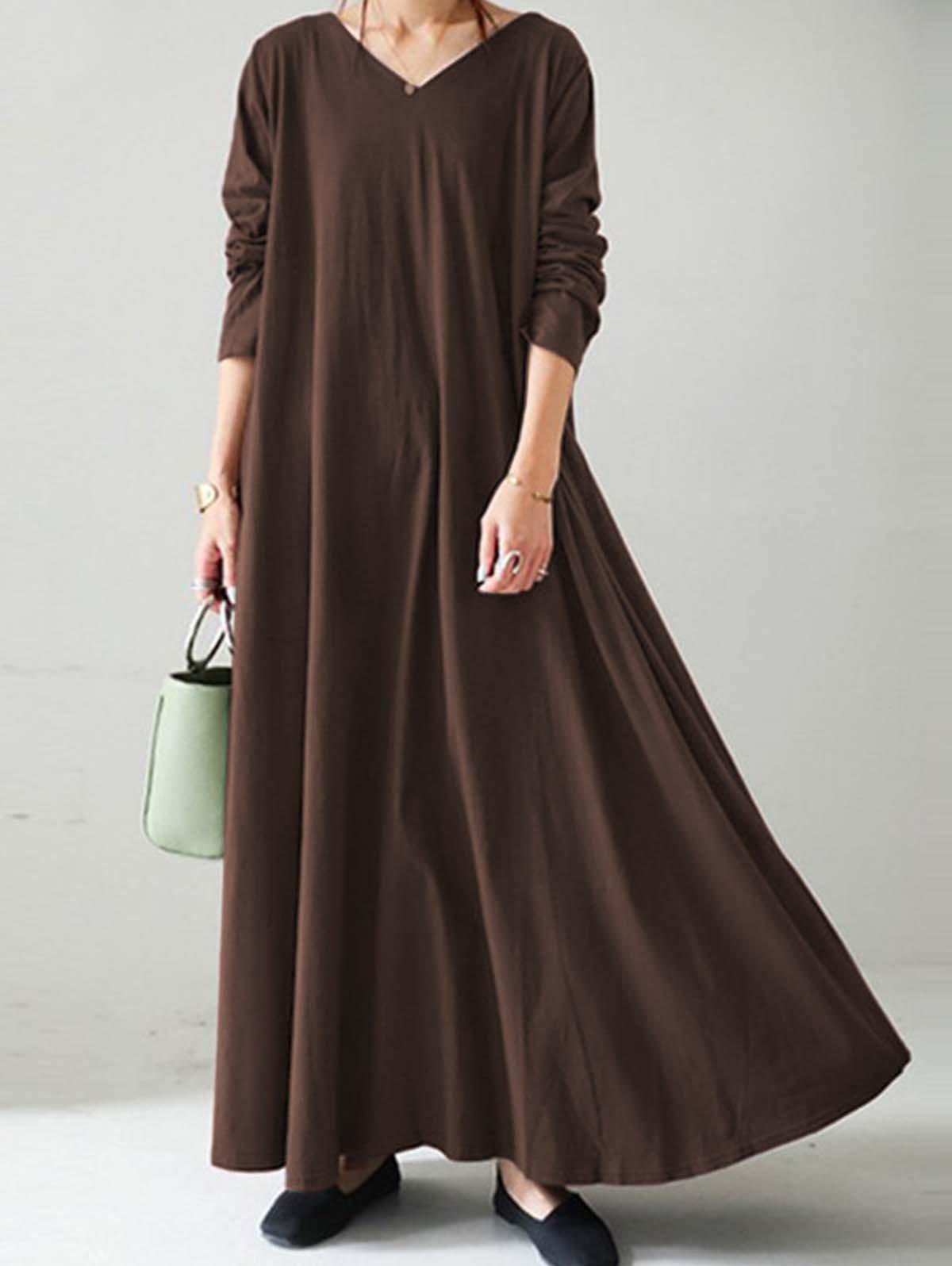 Plain Casual Slouchy Maxi Dress