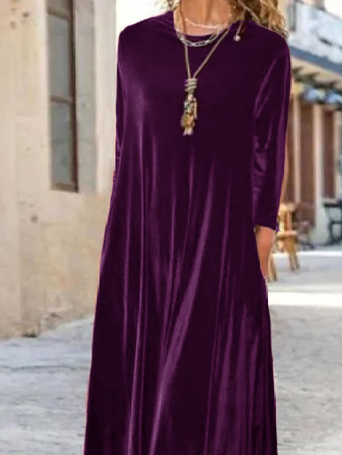 Cowl Neck Golden Velvet Shift Dress