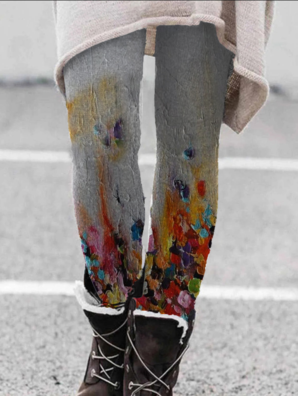 UR Color Oil Painting Thermal Leggings