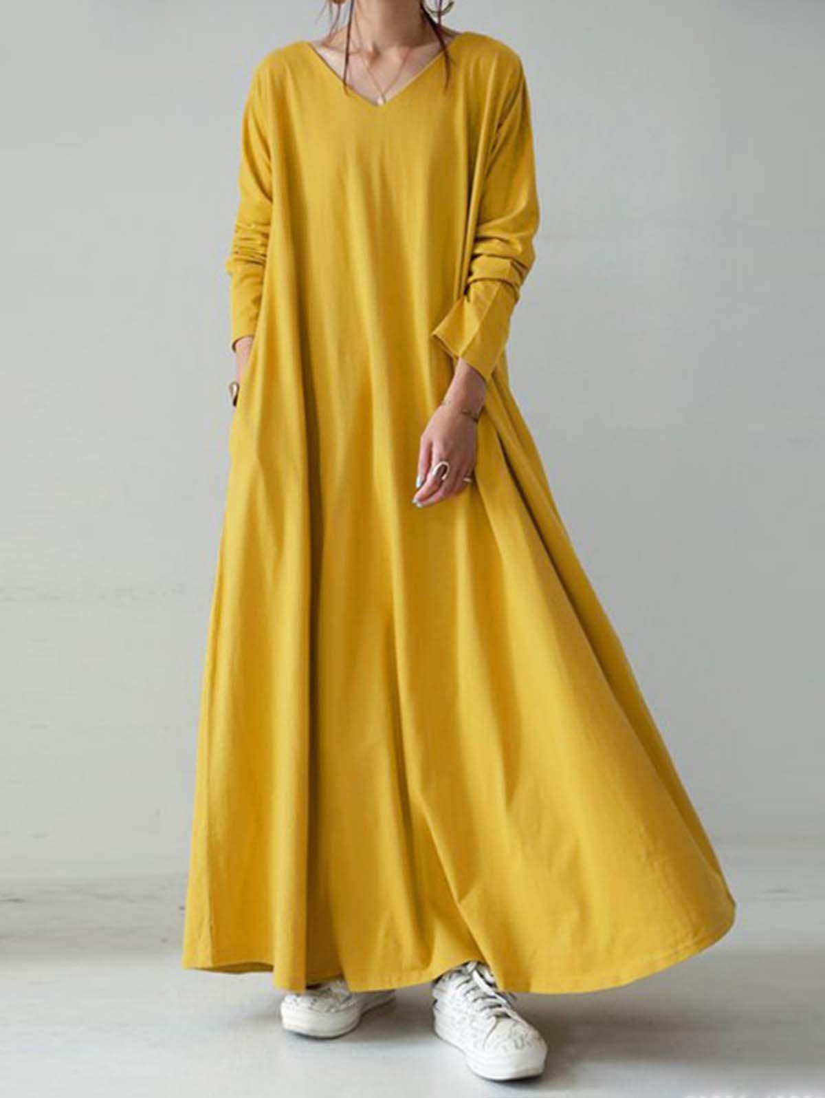 Plain Casual Slouchy Maxi Dress