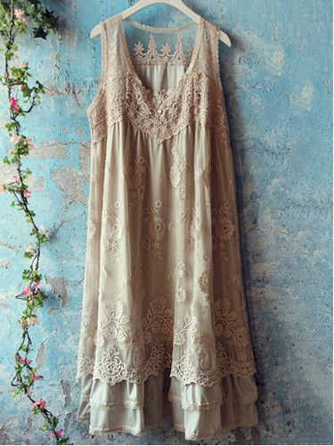 Womens Sexy Lace Stitching Layered Linen Slip Dress