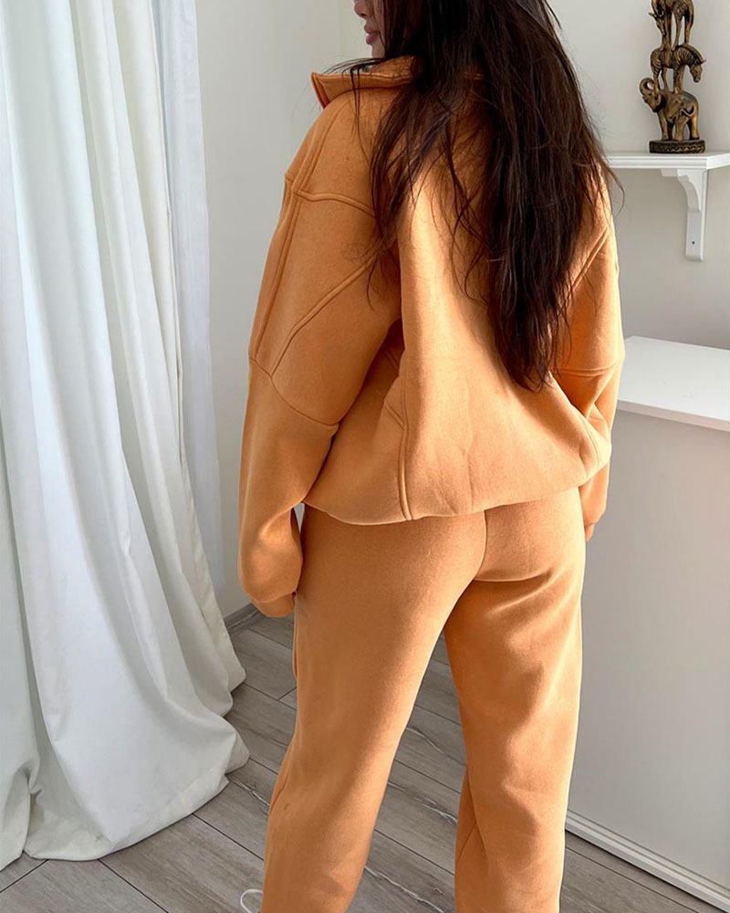 Autumn and winter hooded zipper tracksuit