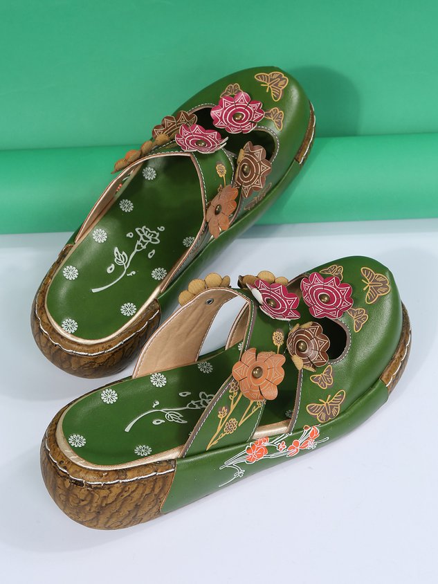 Vintage Floral Mules Clog Shoes